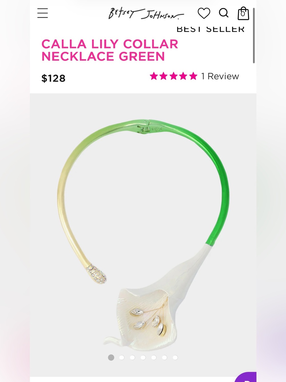 NWT Betsey Johnson Calla Lily Collar Statement Necklace w/ Crystals -retail $128 - Picture 8 of 8